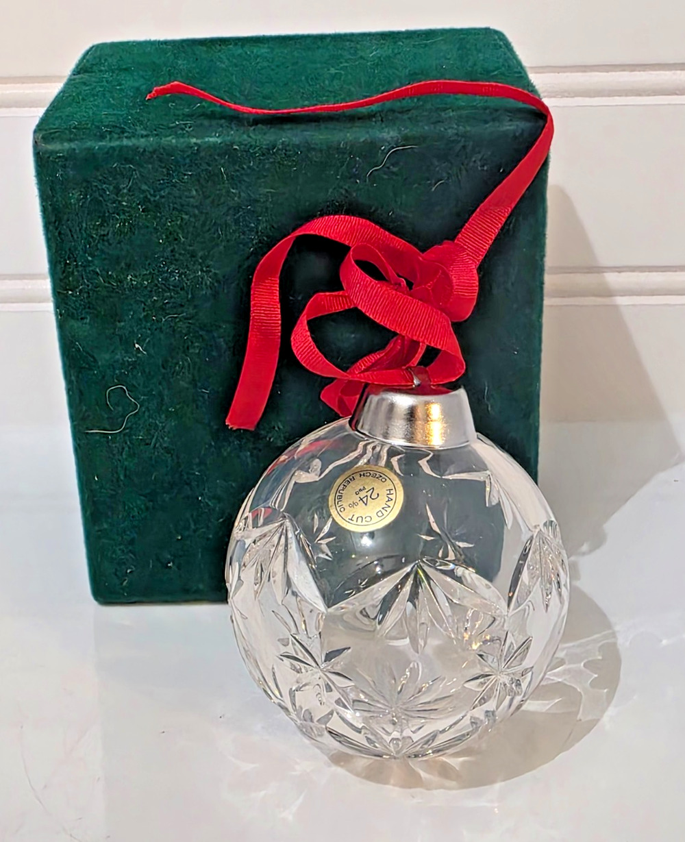 Hand Cut Crystal Christmas Ornament Czech Republic 24% Lead Crystal 2.5 Inches